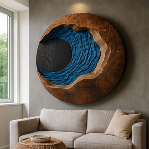 Sculpture en bois modulaire artisanale, art en bois organique, meubles muraux pour salon, bois unique, mur sculpté, anniversaire - Product Image 2