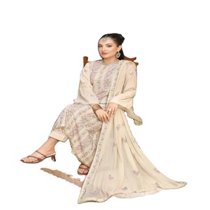 Vestido de Panjabi paquistaní bordado Karandi para mujer Traje de Salwar Kameez de tres piezas diseñado por Dr Haris Vol ZEENAT - Product Image 1