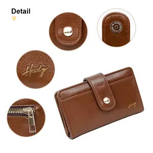 กระเป๋าใส่บัตรเครดิตกันขโมยแฟชั่น ขายส่ง กระเป๋าใส่บัตรธุรกิจแบบพกพา กระเป๋าพู่ห้อยเรียบง่าย กระเป๋าใส่เหรียญซิปคู่ PU - Product Image 5