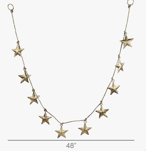 Antique Brass <b>Hanging</b> <b>Star</b> Garland 48 Inches Holiday Decoration - Product Image 4