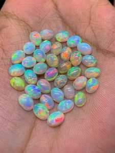Opales de feu Welo d'Éthiopie naturelles authentiques, cabochons ovales colorés, pierres précieuses en vrac, lot de 5 pièces, vente en gros - Product Image 6