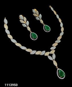 Fancy Collection Silver Plated Classic Style Pear Cut Wedding Necklace and Earring <b>Set</b> for Women - Product Image 3