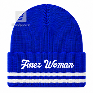Custom Zeta Phi Beta Sorority <b>Knit</b> <b>Beanie</b> blue and white Casual Style embroidered logo with stripes for female - Product Image 1