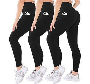 High Waist Seamless Leggings With Invisible Pocket Solid Color Full Length Sporty Yoga Pants Stretch Breathable Compression Fit - Product Image 4