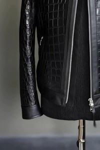 Custom Python Grain <b>Leather</b> <b>Jacket</b> Men Luxury Genuine <b>Leather</b> OEM ODM Factory Sample Service Available Worldwide - Product Image 6