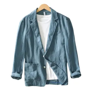 Tùy Chỉnh Người Đàn Ông Của Blazer Denim Phù Hợp Với Cardigan Áo Khoác Áo Bền Vững Áo Khoác Cho Mùa Thu Và Mùa Xuân Giản Dị Outwear Áo Khoác Áo Khoác