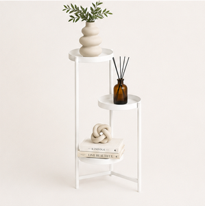 Support à plantes en métal à 3 niveaux au design élégant, style blanc, porte-pot de fleurs pour salon intérieur et balcon extérieur, décoration de jardin - Product Image 3