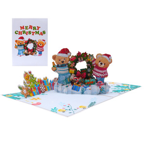 Meilleure vente 3D Pop up Ours Carte Fait main Papier Artisanat pour Noël Vietnam Top Tendance Personnalisé Conçu Style animal Carte-cadeau - Product Image 5