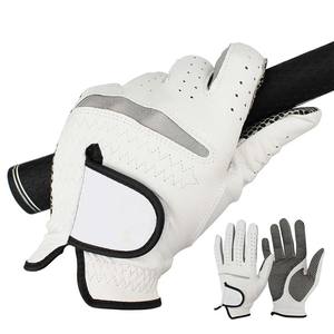 Genuine Cabretta Leather Golf Gloves Adjustable Wrist Strap <b>Hook</b> Loop Closure for Left/Right Hand Custom Logo Print Gloves - Product Image 2