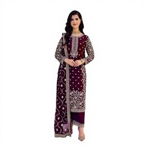 Presentamos el Nuevo Salwar Kameez y Dupatta de Diseño Moderno para Fiestas, con Bordado Intenso y Reversible - Product Image 1