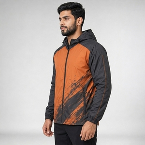 Veste coupe-vent résistante à l'eau pour homme, légère, en polyester respirant, coupe-vent, pour la course à pied, l'entraînement, les vêtements décontractés, OEM - Product Image 2