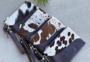 Cowhide Rug <b>Bag</b> Leather <b>Wristlet</b> <b>Clutch</b> Wallet Double Side <b>Clutch</b> <b>Bag</b> 8" x 6" - Product Image 5