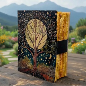 Carnet en cuir vintage fait main avec motif arbre - Product Image 2