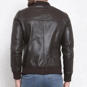 Chaqueta de Cuero para Hombre de Primera Calidad, Cuello Alto, 100% Piel de Vaca Original, Estilo Urbano - Product Image 2