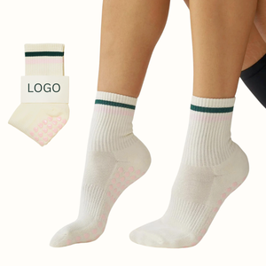Calcetines Antideslizantes para Pilates para Mujer, Largos, con Puño Acanalado, Lavables, Multicolores, con Rayas, para Reformer y Estudio - Product Image 4