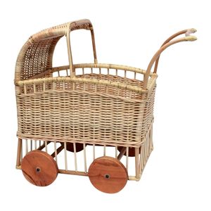 <b>Vintage</b> Dolls Pram Rattan Doll Stroller Nursery Decor Baby Doll Pram Wicker Dolls Pram Wicker Wholesale Cheap Price - Product Image 2