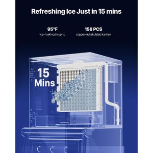 Fabbricatore di Ghiaccio Commerciale in Acciaio Inossidabile da 360 Libbre/Giorno, Autopulente, con Vassoio da 156 Cubetti e Dispenser Regolabile con Testa Erogatrice - Product Image 2