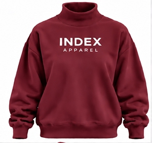 Sweat-shirt à col roulé Index Apparel, coupe ample, unisexe, décontracté, pour l'automne, couleur unie, logo imprimé sur le devant - Product Image 1