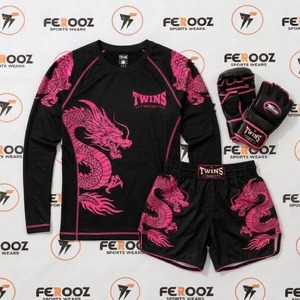Ensemble d'entraînement athlétique : T-shirt de compression à manches longues et short imprimé pour les arts martiaux, la boxe, le fitness et l'entraînement en salle de sport - Product Image 6