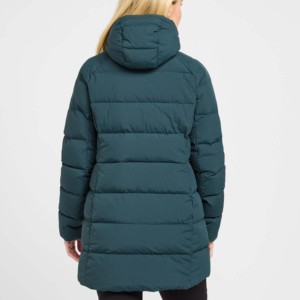 Manteau long en nylon OEM ODM, alternative au duvet, coupe-vent, à capuche, style streetwear oversize, avec logo brodé, pour femmes - Product Image 3