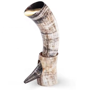 Cuerno para beber vikingo pulido blanco de alta calidad, arte indio exótico, motivo de Animal religioso, recuerdo artesanal natural tallado corto - Product Image 2