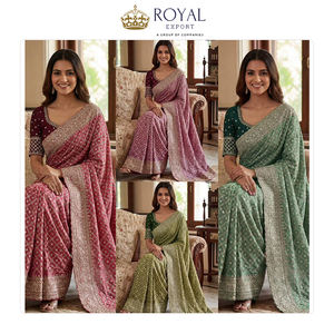 ราคาตลาดที่ดีที่สุดสำหรับการขายสินค้าพิเศษ ผ้าไหมวิชิตรารุ่นสวยงาม พร้อมงานปักดิ้นทองหนัก สำหรับผู้หญิง สวมใส่ในงานแต่งงาน - Product Image 5