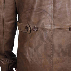 Customized Color Leather <b>Long</b> <b>Coats</b> For <b>Men</b> Oem Service <b>Long</b> <b>Men</b> Clothing Down Collar <b>Coat</b> Breathable For Winter Leather <b>Coat</b> - Product Image 5