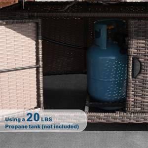 PE Rattan and Aluminium <b>Patio</b> Dining Fire Pit <b>Table</b> Elegant Outdoor <b>Tables</b> <b>Only</b> - Product Image 4