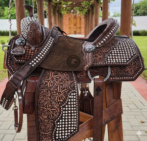 อานม้าหนังแบบตะวันตกทำด้วยมือมีความสะดวกสบายและควบคุมผลิตภัณฑ์ม้าสำหรับการส่งออกจำนวนมาก - Product Image 1