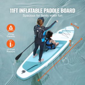 Tavola da Stand Up Paddle Gonfiabile 11FT X 33\" X 6\" per Touring SUP con Pompa, Pagaia, Pinna, Borsa Porta Telefono e Accessori - Product Image 2