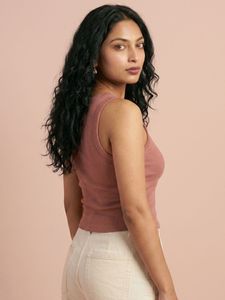 Women SOLID Pink Ribbed V Neck <b>Top</b> Casual <b>Short</b> <b>Sleeve</b> Slim Fit <b>Knit</b> Shirt <b>Ladies</b> Fashion Basic Everyday Wear Stretchy <b>Top</b> - Product Image 4