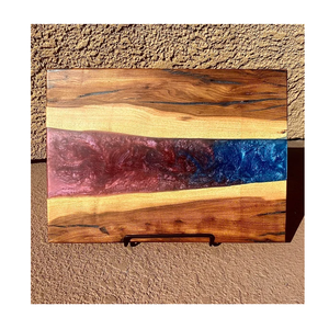 Planche à découper en résine époxy et bois de qualité supérieure pour couper les fruits, les légumes et la viande, planche à découper ronde de luxe pour ustensiles de cuisine - Product Image 6