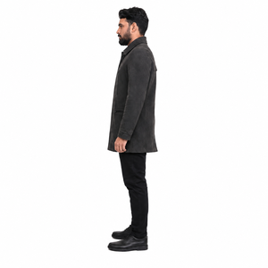 <b>Men's</b> Premium <b>Suede</b> Leather Car Coat Long Winter Trench <b>Jacket</b> with Zippers Outdoor Casual Custom OEM Wholesale - Product Image 3