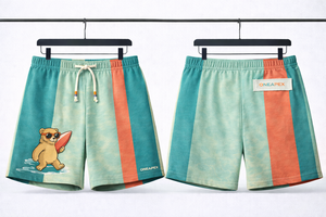 Custom <b>Men's</b> Beach <b>Shorts</b> – Elastic Waist Drawstring Vintage Travel Print Casual <b>Shorts</b> (Olive <b>Green</b>) - Product Image 5