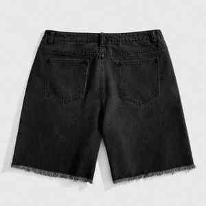 Shorts en jean vintage personnalisés pour homme – Été, décontracté, taille mi-haute, respirant, séchage rapide, 100 % coton, bords bruts, fermeture éclair et décoration strass - Product Image 5