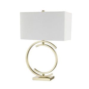 Modern Circular Metal Table <b>Lamp</b> with Fabric Shade Decorative Bedside <b>Lamp</b> for Bedroom Living Room Office And <b>Study</b> Table Use - Product Image 1