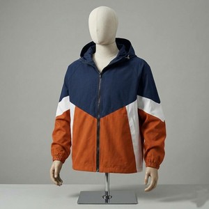 Men Navy Orange Color Block Hooded Windbreaker <b>Jacket</b> Lightweight <b>Zip</b> <b>Up</b> Outdoor Windproof Casual Streetwear <b>Jacket</b> - Product Image 5