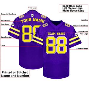 Maillot de football américain streetwear, fabricant, maille polyester, logo personnalisé, patch brodé, respirant, séchage rapide, tenue d'équipe - Product Image 2