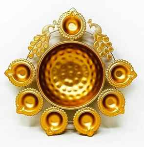 Bol Urli en métal artisanal en forme de Diya pour fleurs flottantes et bougies chauffe-plat, décoration de table pour la maison, le bureau et Diwali - Product Image 5