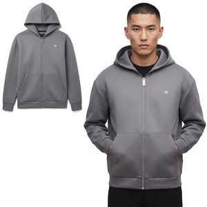 เสื้อฮู้ดผู้ชายผ้าฝ้ายฟลีซแบบซิปเต็มตัว ดีไซน์มินิมอล สตรีทแวร์ รับผลิตโลโก้ตามสั่ง ผลิตเสื้อผ้าโดยตรงจากโรงงาน - Product Image 1