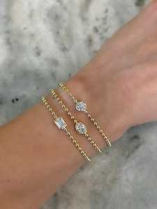 2Ct Diamond Chain <b>Bracelets</b> 14k 18k <b>Solid</b> Gold Round Lab Grown Bezel Set Solitaire Statement 2.5 mm Ball Bead Chain Manufacture - Product Image 2