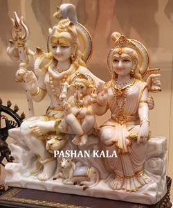 Handmade Alabaster Beautiful Shiva Family Statue - Product Image 6