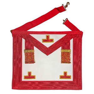 Tablier maçonnique du Rite écossais (AASR) avec motifs Taus et pendentifs, broderie machine professionnelle, dentelle et épingle de sûreté - Product Image 4
