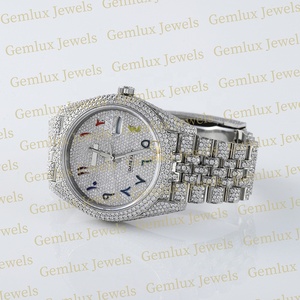 Haute qualité Pass diamant testeur arc-en-ciel cadran arabe D VVS glacé Moissanite diamant Auto Date plein blanc Hip Hop montre homme - Product Image 3