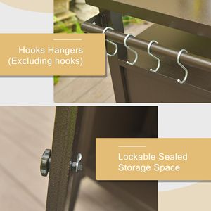 Table de cuisine extérieure en métal avec chariot de rangement à roulettes pour barbecue, préparation culinaire, table de patio pour jardin - Product Image 6