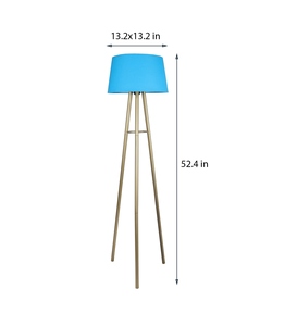 Lampadaire en coton turquoise, base métallique, vente en gros, fabricant de lampes sur pied, abat-jour en tissu personnalisé, OEM ODM - Product Image 2