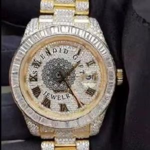 Montre de luxe en diamant pour homme, boîtier rond en argent de 28 mm, cadran en cristal saphir, mouvement analogique à quartz ETA - Product Image 1