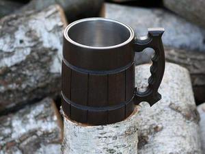 Mug en bois écologique personnalisé, réutilisable, cadeau promotionnel en bois naturel - Product Image 4