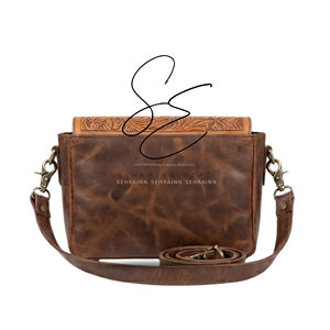 SEHRAINN Genuine Leather Cowhide Hair On Hide Crossbody <b>Bag</b> Cowhide Hair On Hide Vintage Style Single Strap Zipper Closure - Product Image 4