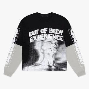 เสื้อยืดแขนยาวสีแดงสไตล์โกธิคแบบยูนิเซ็กซ์ ODM ลำลอง ผ้าฝ้ายถัก 100% ทรงโอเวอร์ไซส์ แฟชั่นฤดูร้อน สไตล์สตรีท พิมพ์ลายกราฟิกด้านหลัง - Product Image 5